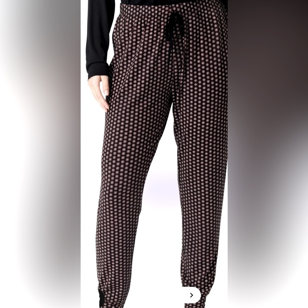 Monogram Brown Patterned drawstrings Jogger Pants Sz XL
